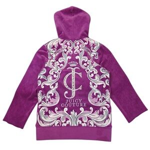 JUICY COUTURE Y2K Purple Velour Bling Embellished Track Jacket Women's Small